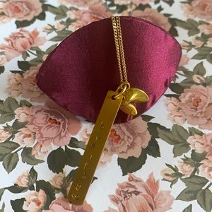 BREATHE gold plated fortune cookie necklace